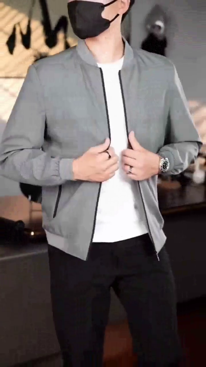 Men?s Premium Grey Checkered Bomber Jacket