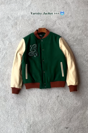 Premium Two-Tone Green Varsity Bomber Jacket