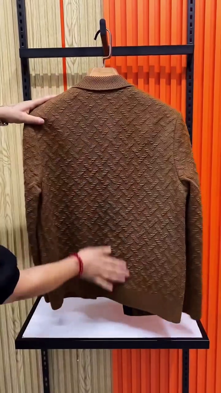 Textured Knit Brown Casual Blazer for Men - Image 2