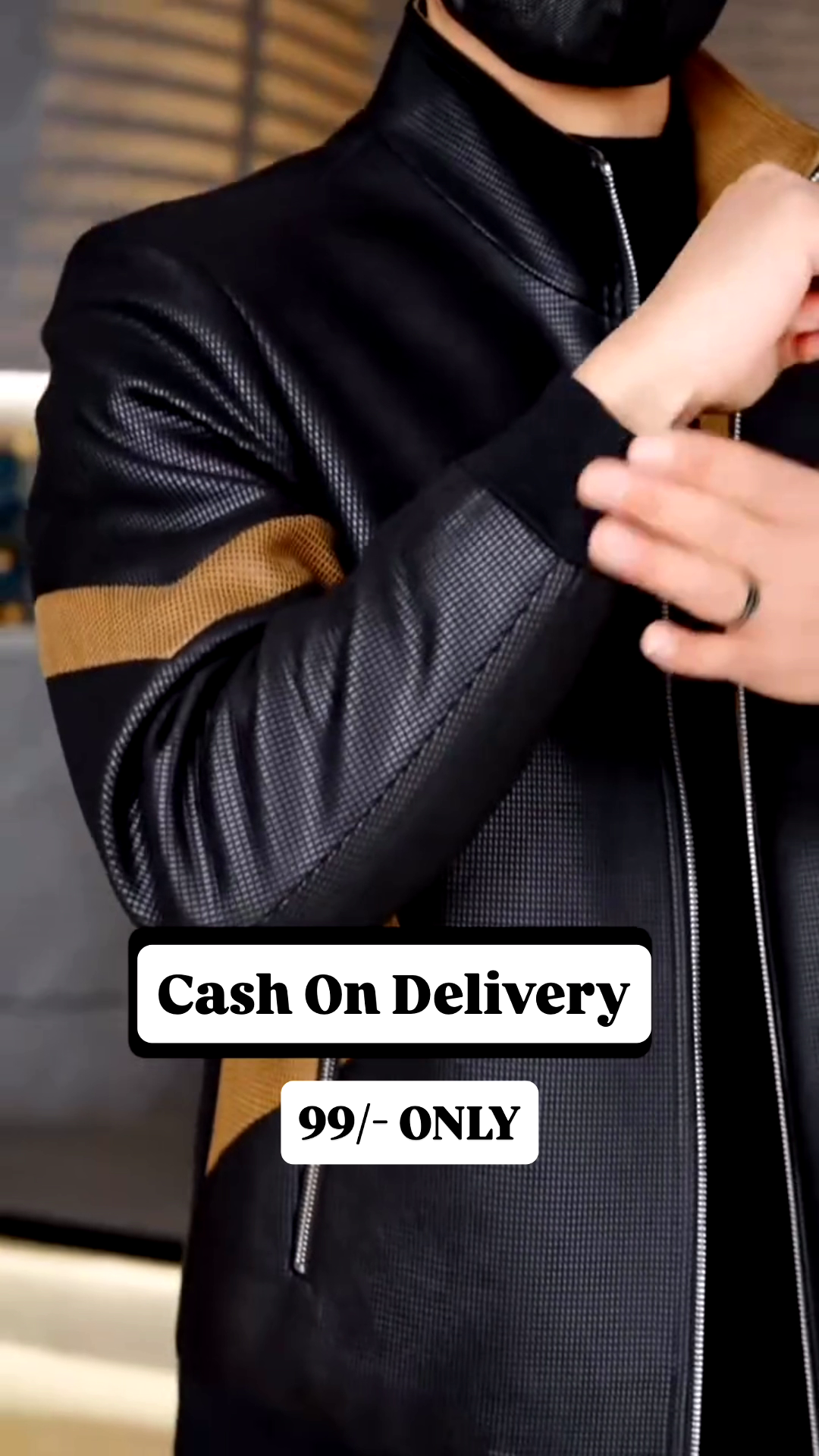 Premium Black & Tan Designer Winter Jacket for Men - Image 3