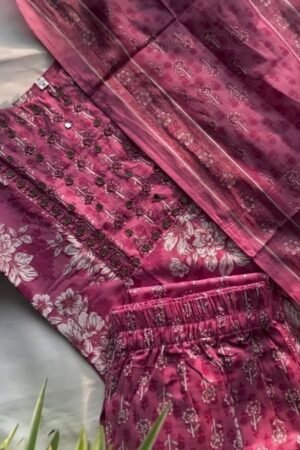 Women Floral Printed Anarkali Kurta with Trousers & Dupatta – Timeless Grace in Every Twirl