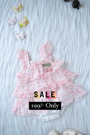 Baby Pink Layered Skirt For Kids On Sale