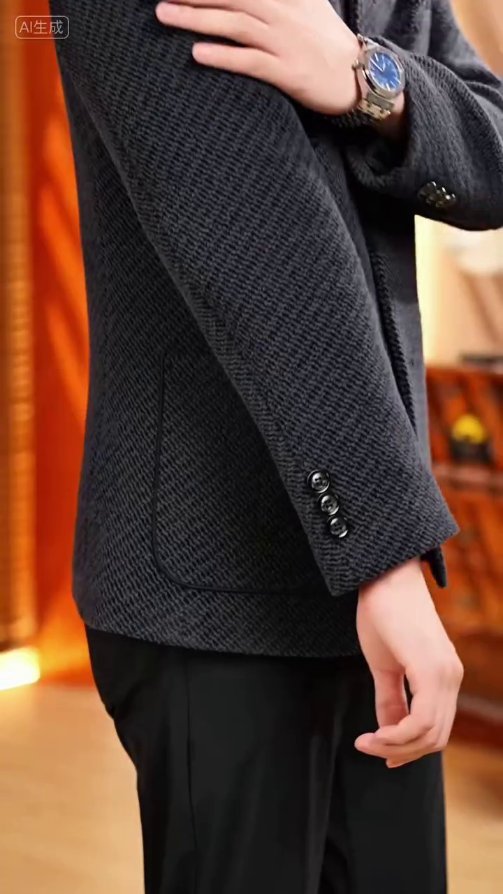 Men's Designer Herringbone Grid Pattern Jacket - Image 3