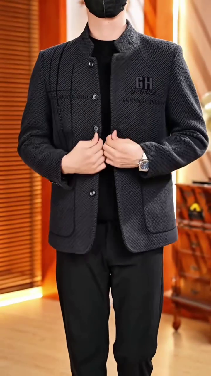Men's Designer Herringbone Grid Pattern Jacket