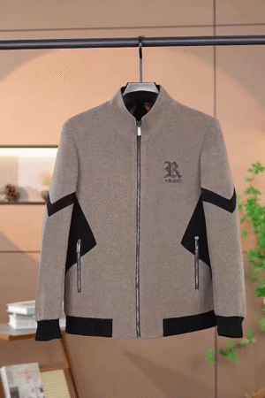 Men's Contrast Panel Full Zip Bomber Jacket