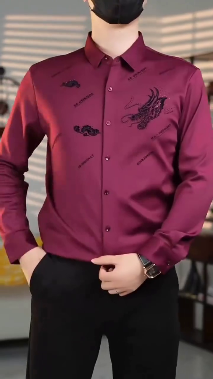 Men’s Designer Formal Shirt with Artistic Embroidery - Image 2