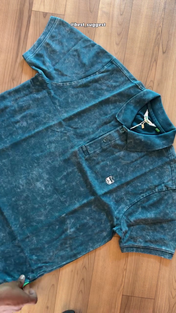 Men Bio Finish Washed Effect Dyed Polo Collar Cotton T-shirt