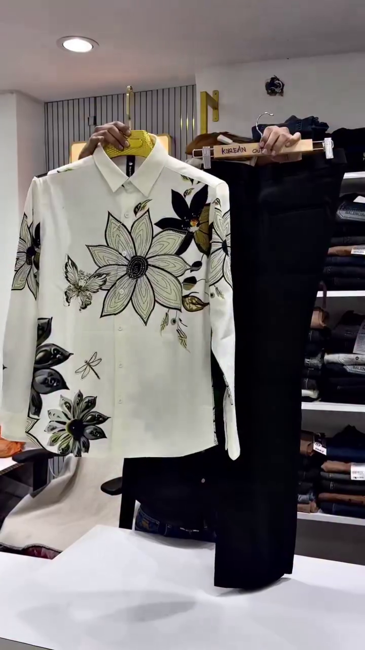 Creation Men's Exclusive Linen Fabric Position Print FULLSLEEV DESINER Shirt.
