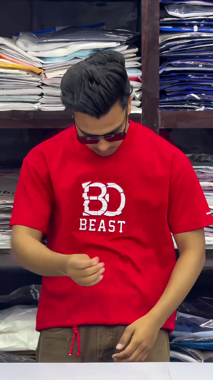 Beast Mode Red Round Neck Cotton Half Sleeved Men's T-Shirt with Printed Graphics