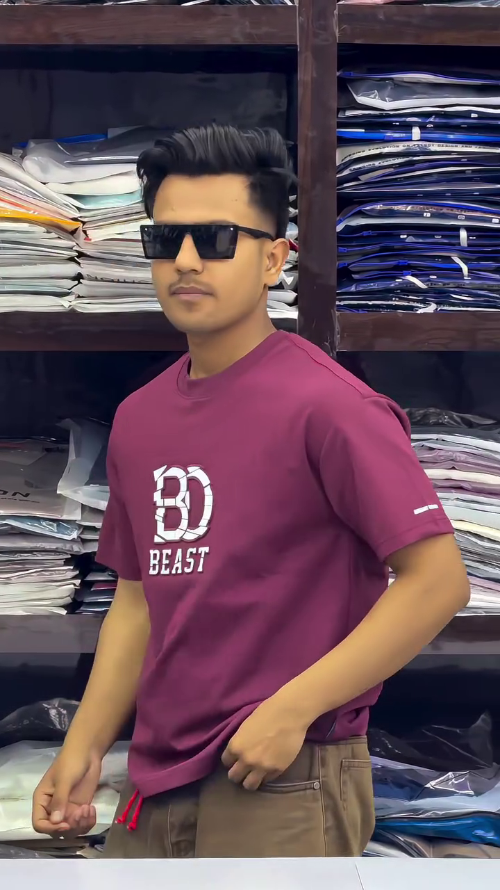 Beast Mode Red Round Neck Cotton Half Sleeved Men's T-Shirt with Printed Graphics - Image 5