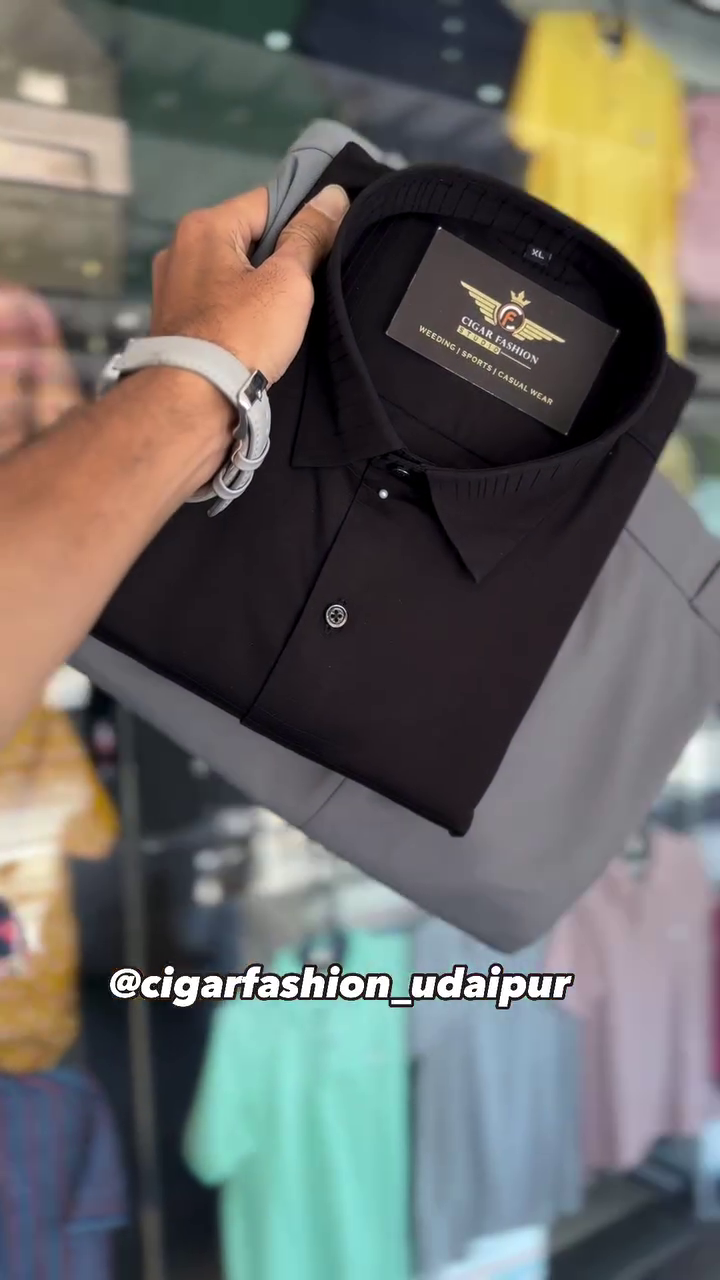 Men Solid Casual Black Shirt