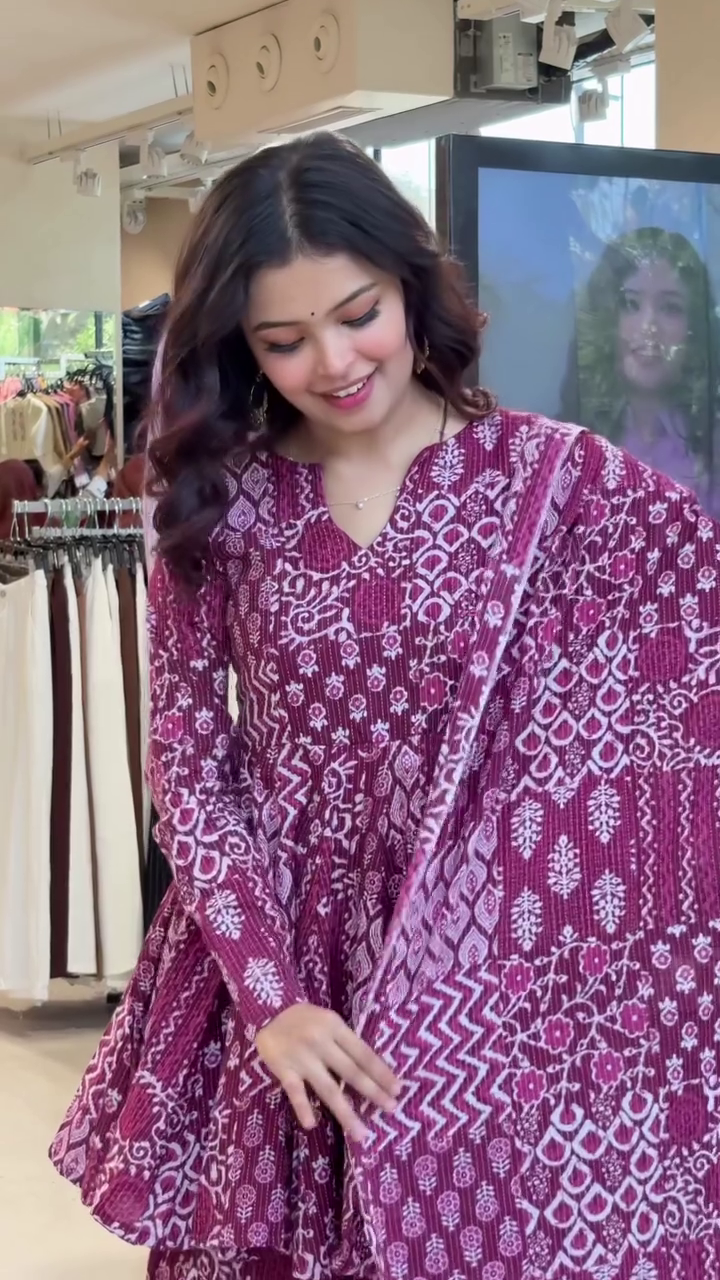Elegant Women’s Printed Sharara Suit Set with Dupatta - Image 2
