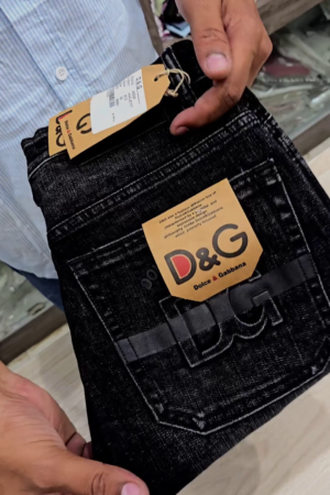 Men’s Black Denim Jeans with White Wash Effect