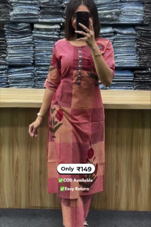 Women's Long Round Kurti with Palazzo Set