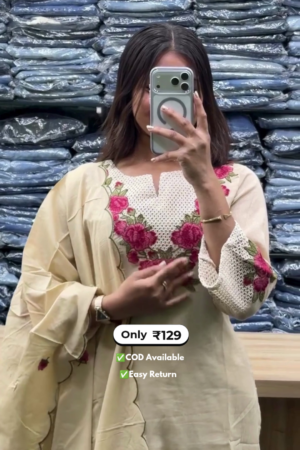 Women's Long Kurti with Palazzo & Dupatta Set