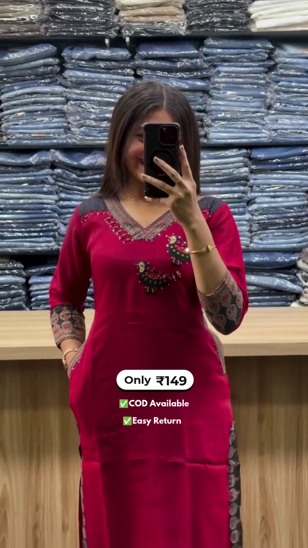 Stylish Women’s Cotton Kurta Set with Pocket - Image 3