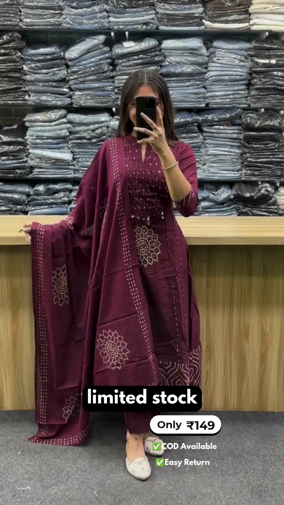 Women’s Long Round Kurta Set with Print - Image 5