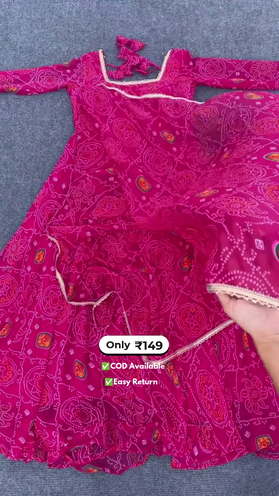 Women’s Net Pink Anarkali Set - Image 2