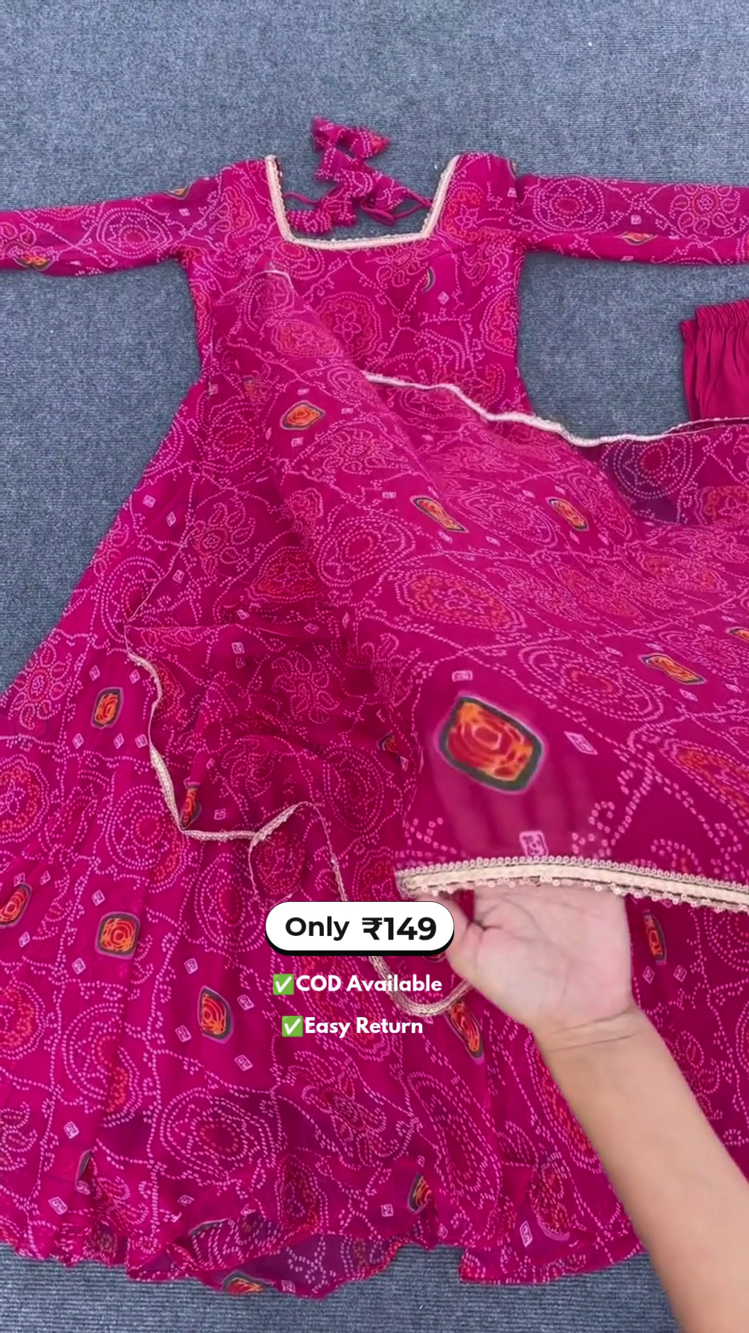 Women’s Net Pink Anarkali Set - Image 5