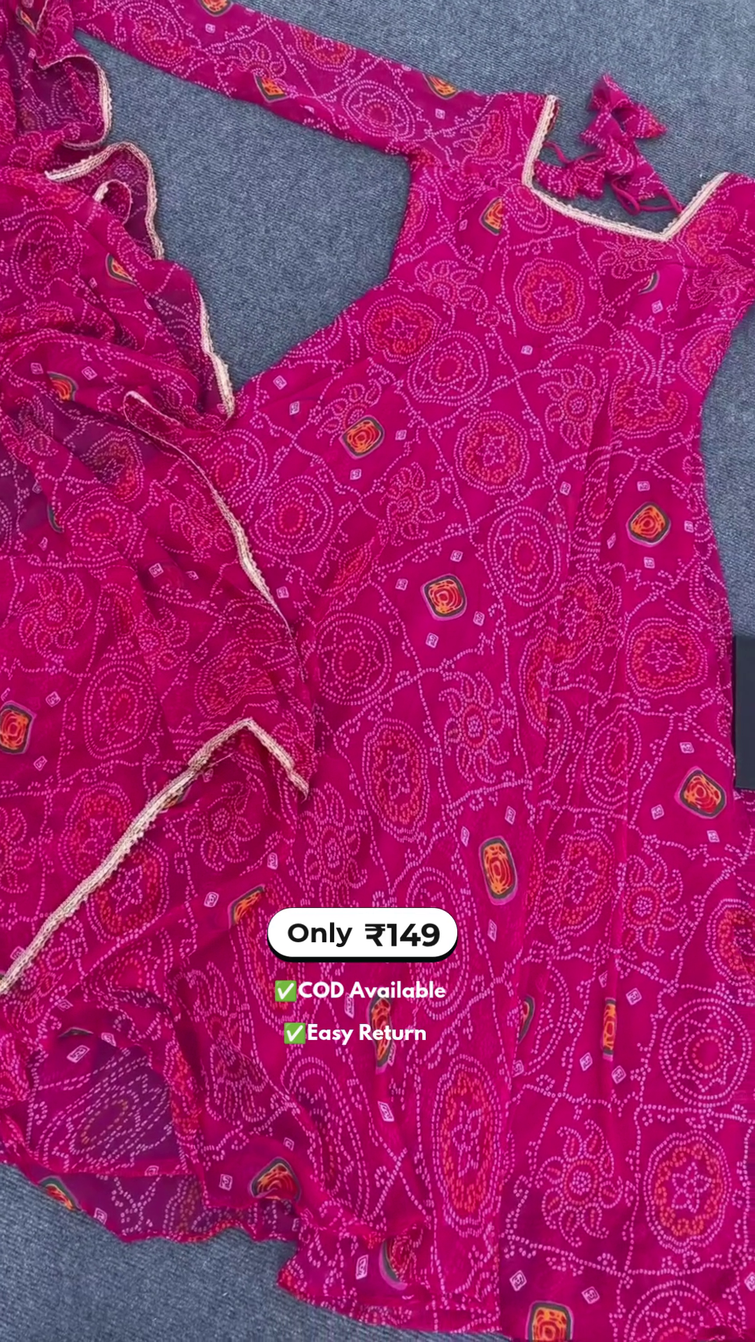 Women’s Net Pink Anarkali Set - Image 4