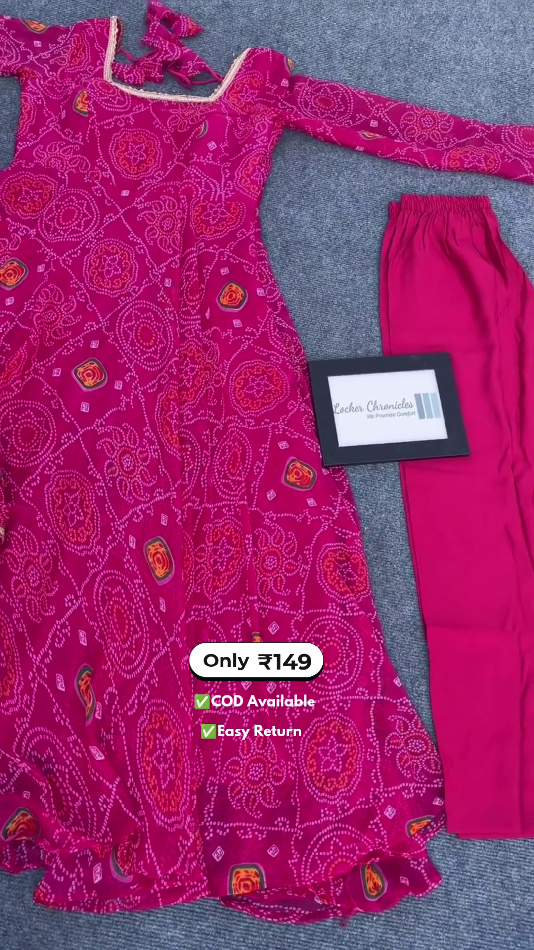 Women’s Net Pink Anarkali Set - Image 3