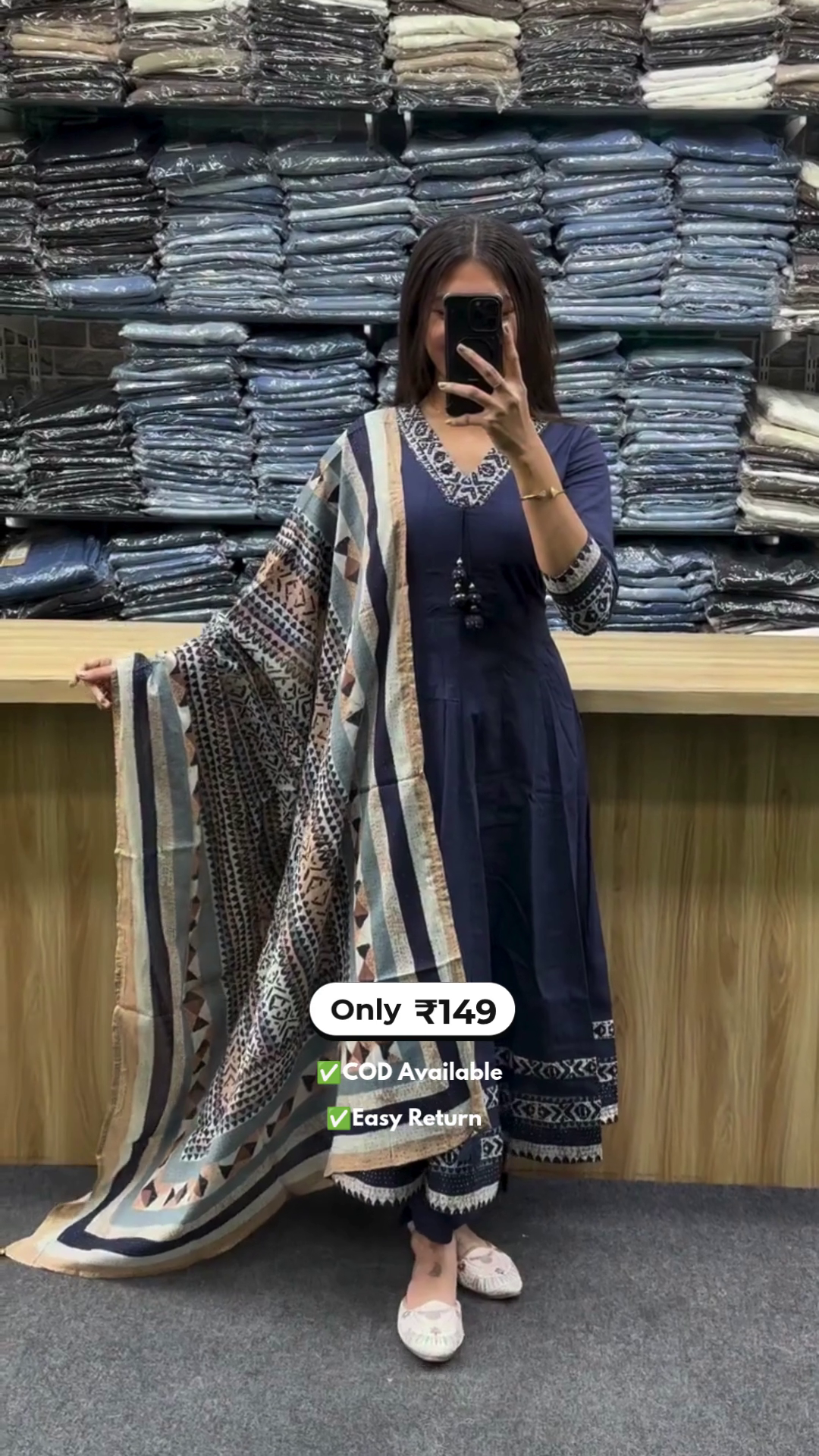 Elegant Women’s Long Round Kurti Sets with Small Designs