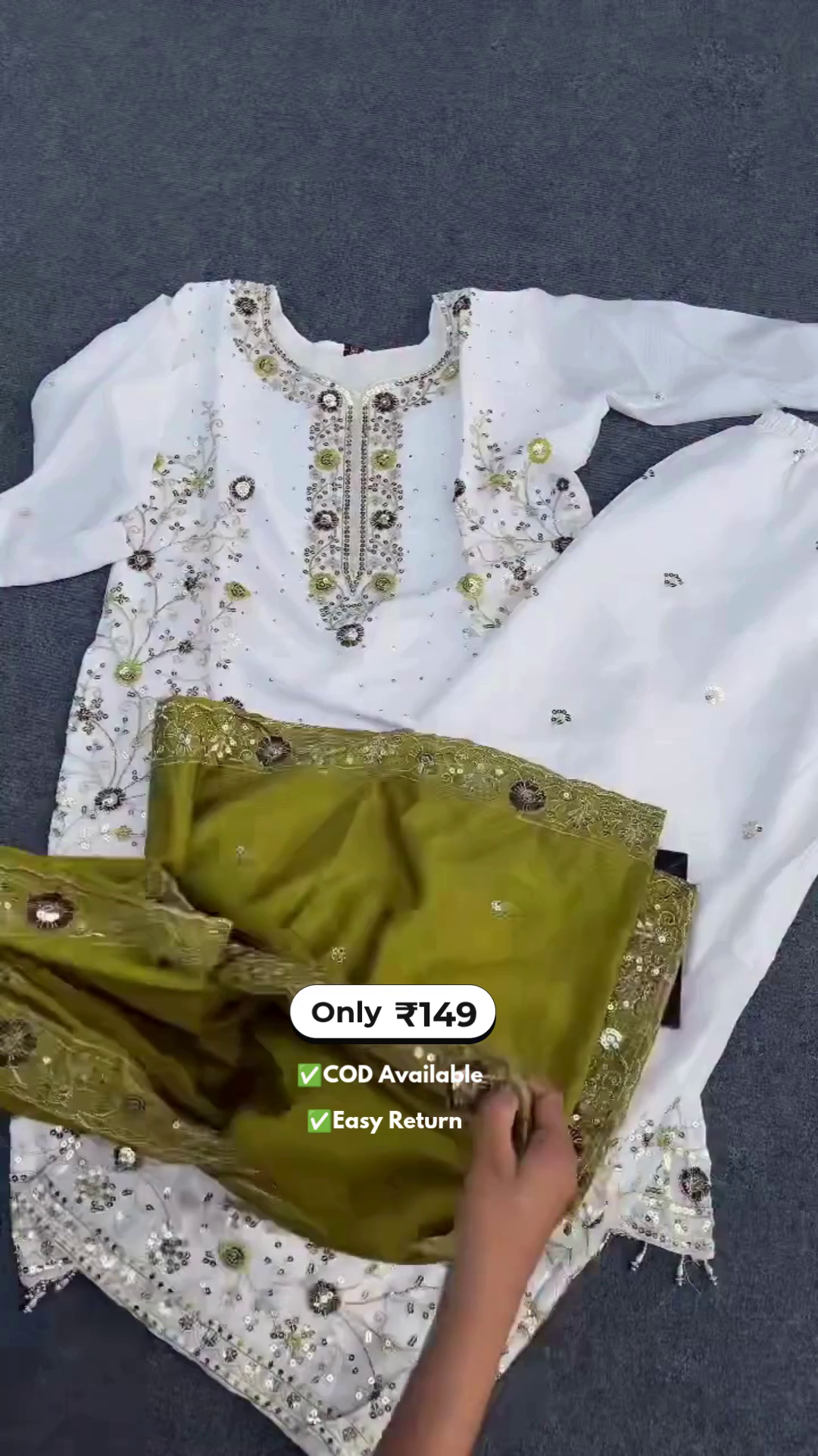 Women's Elegant White Salwar Suit with Contrast Dupatta