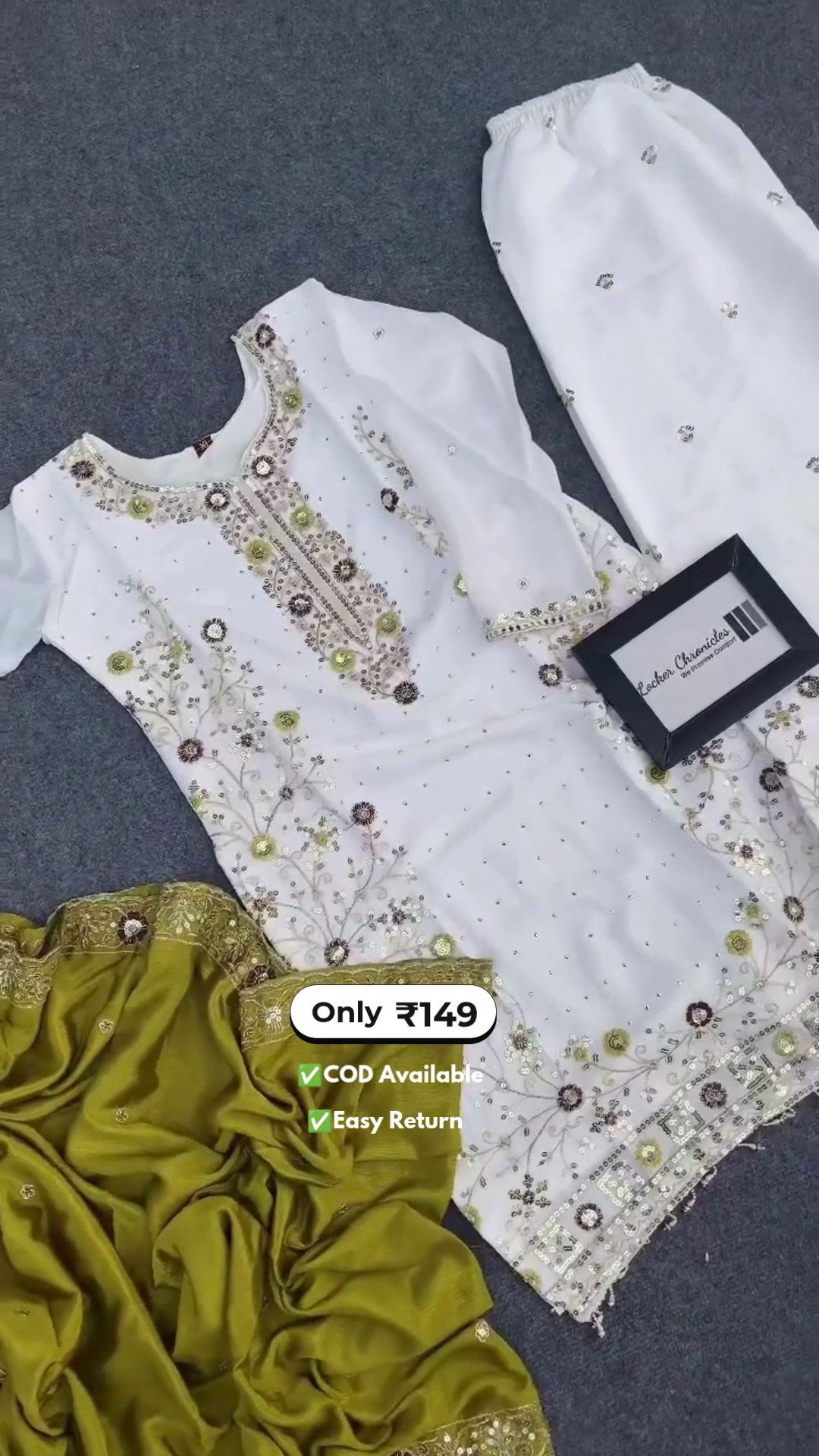 Women's Elegant White Salwar Suit with Contrast Dupatta - Image 4