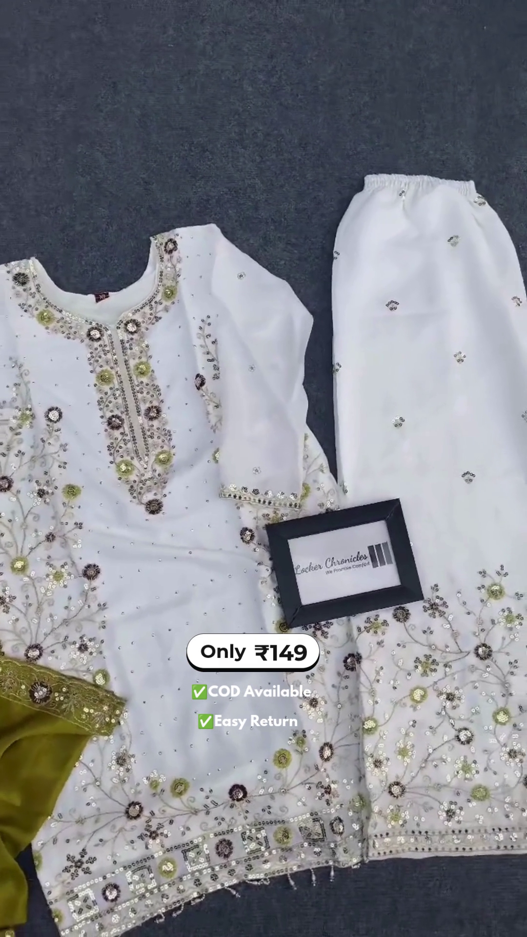 Women's Elegant White Salwar Suit with Contrast Dupatta - Image 3