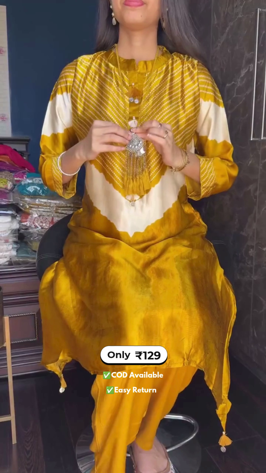 Women's Haldi Yellow Designer Kurta Set - Image 2